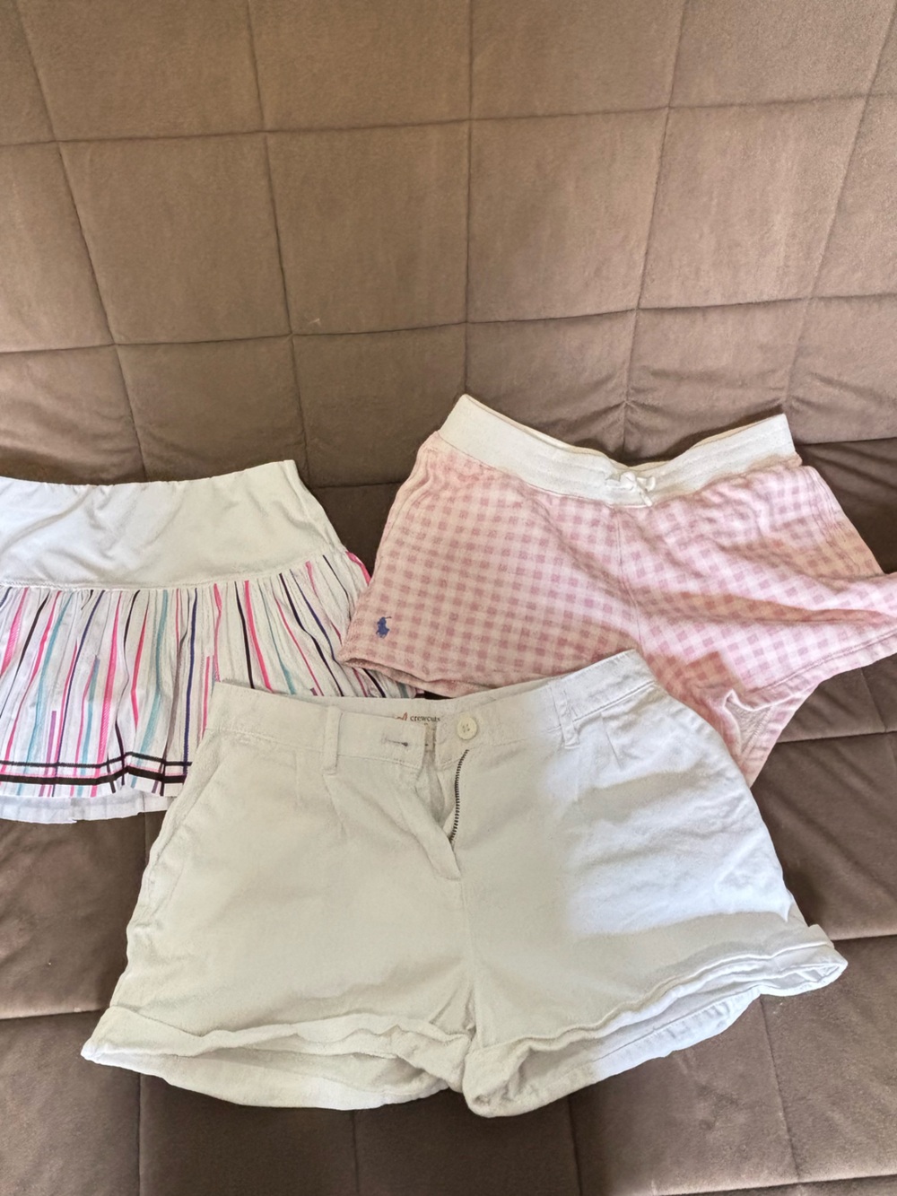 Lucky Brand Pink Gingham, White & Striped Girls Shorts Trio